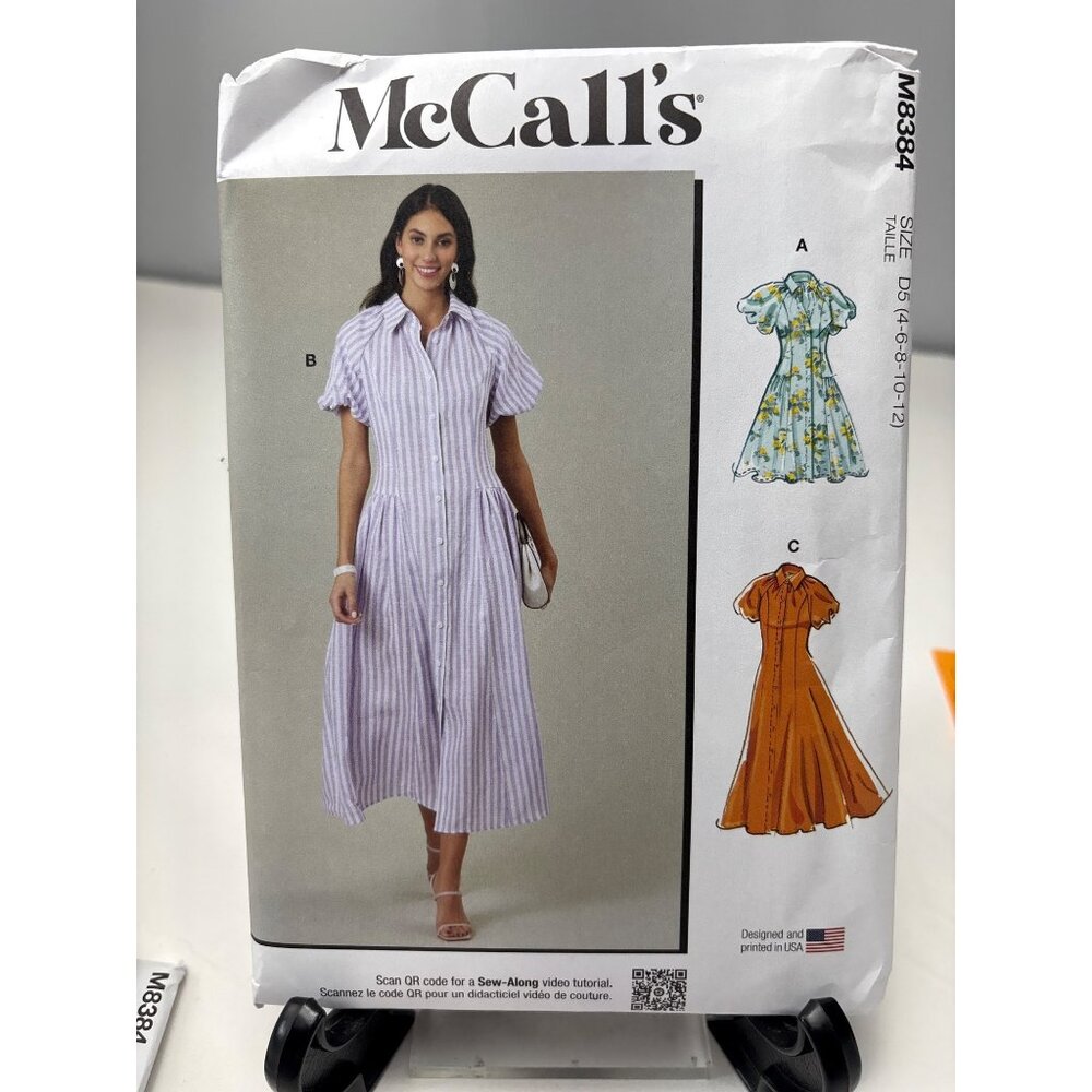 McCalls M8384 Sewing Pattern Misses Dress Size 4 6 8 10 12 Uncut